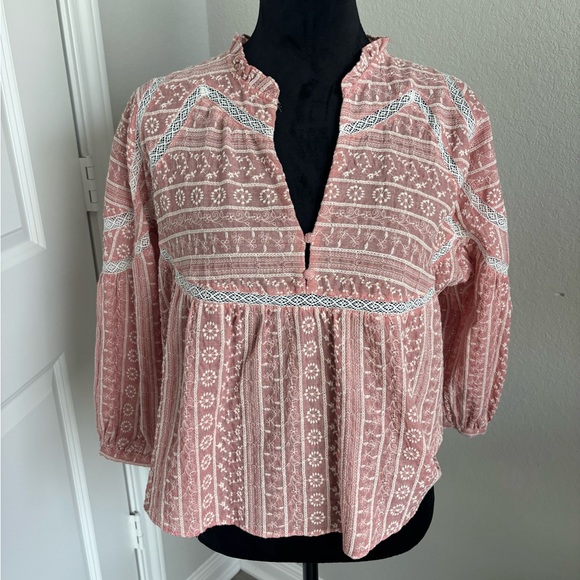 Zara Tops - Zara Combination Embroidered Shirt‎ Size Medium